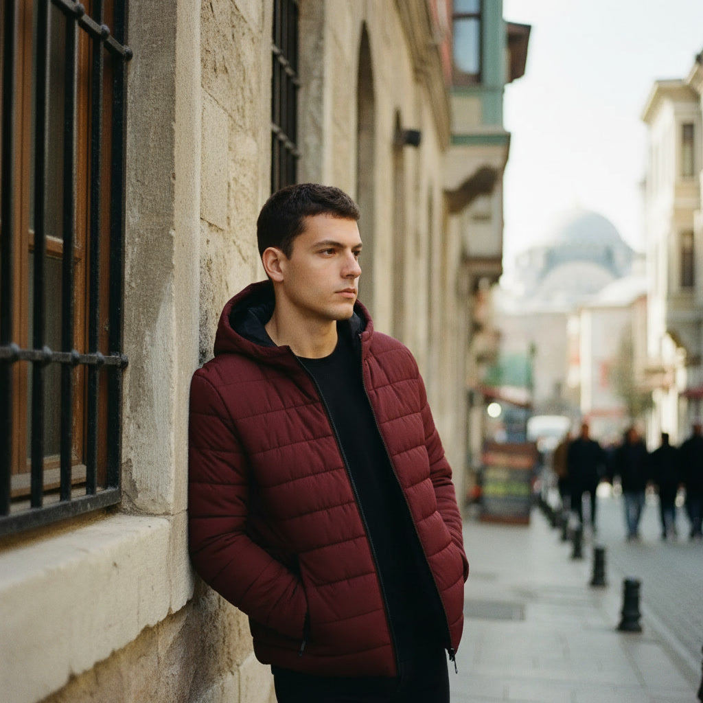 Kapüşonlu şişme mont